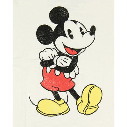 Girls Ivory White Disney Mickey Mouse Vintage Graphic T-Shirt Tee