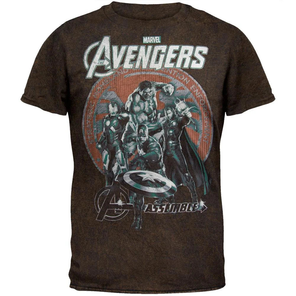Men's Brown Marvel Avengers Assemble Graphic Tee T-Shirt