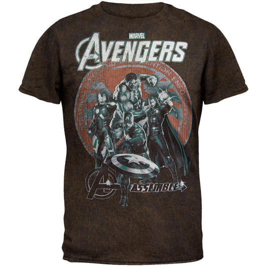 Men's Brown Marvel Avengers Assemble Graphic Tee T-Shirt