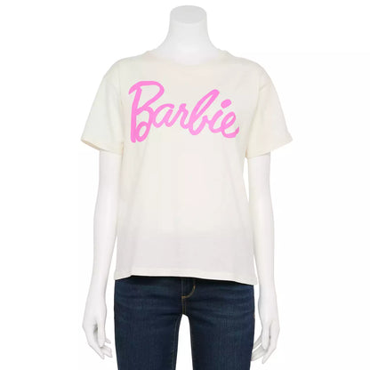 Women Junior's Script Barbie Logo Graphic T-Shirt Tee