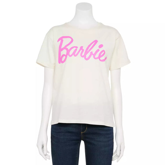 Women Junior's Script Barbie Logo Graphic T-Shirt Tee