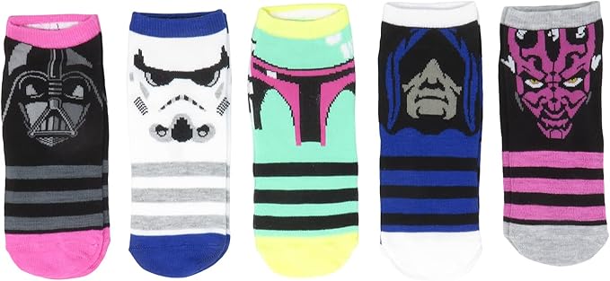Star Wars Villains Juniors/Womens 5 Pack Ankle Socks Shoe Size 4-10
