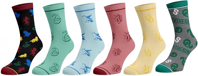Harry Potter Icons Men’s Crew Socks 6-Pack (Shoe Size: 8-12)