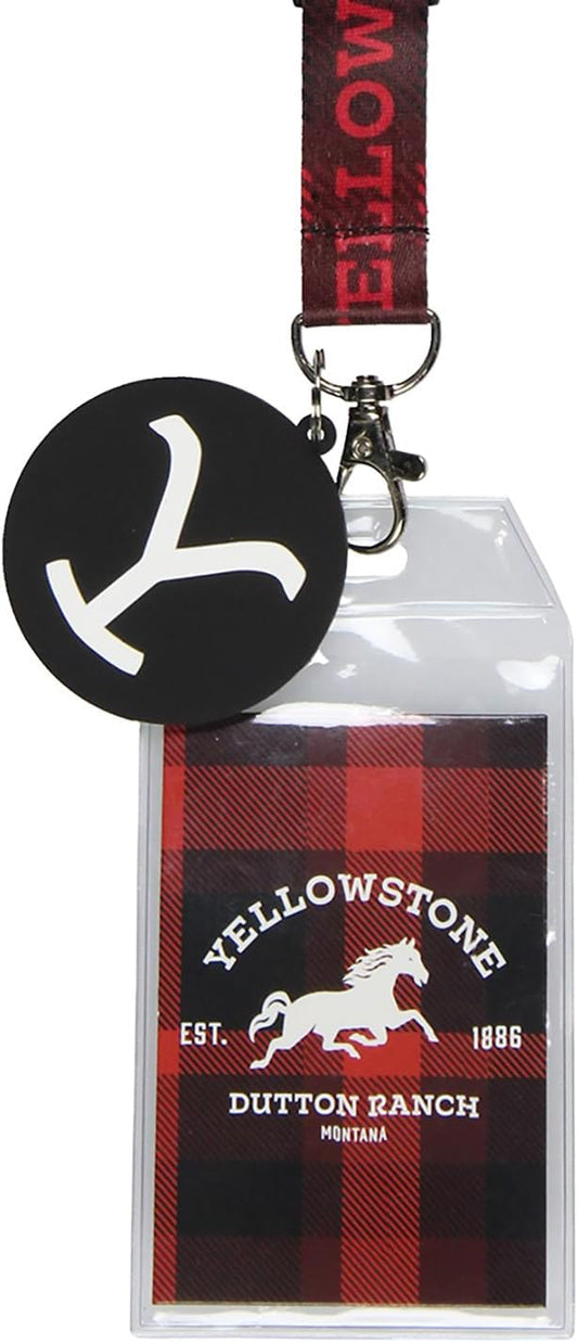 Yellowstone TV Show Dutton Ranch Reversible ID Lanyard Badge Holder with 2" Rubber Y Charm