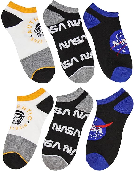 Buzz Aldrin NASA Themed No-Show Ankle Socks 5 Pair Set