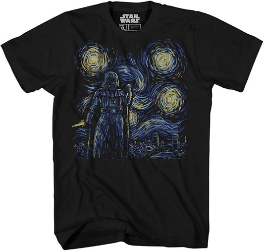 Men's Starry Night Darth Vader Van Gogh Star Wars Short Sleeve T-Shirt