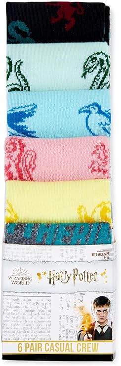 Harry Potter Icons Men’s Crew Socks 6-Pack (Shoe Size: 8-12)