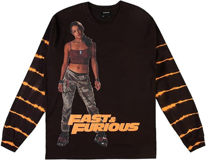 Men's Fast & Furious Letty Crew Neck Long Sleeve Black Adult Shirt
