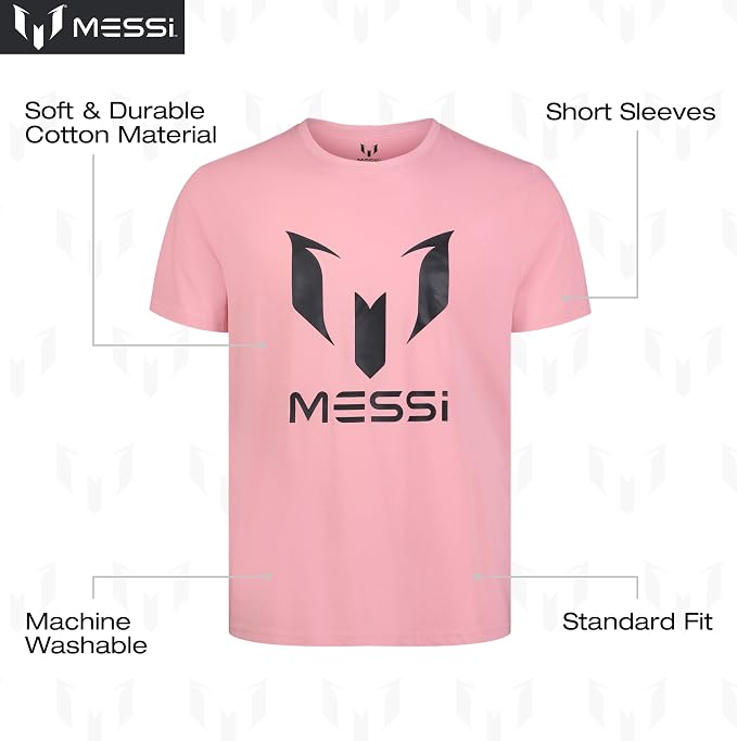 Men's Pink Messi Logo Graphic Tee T-Shirt