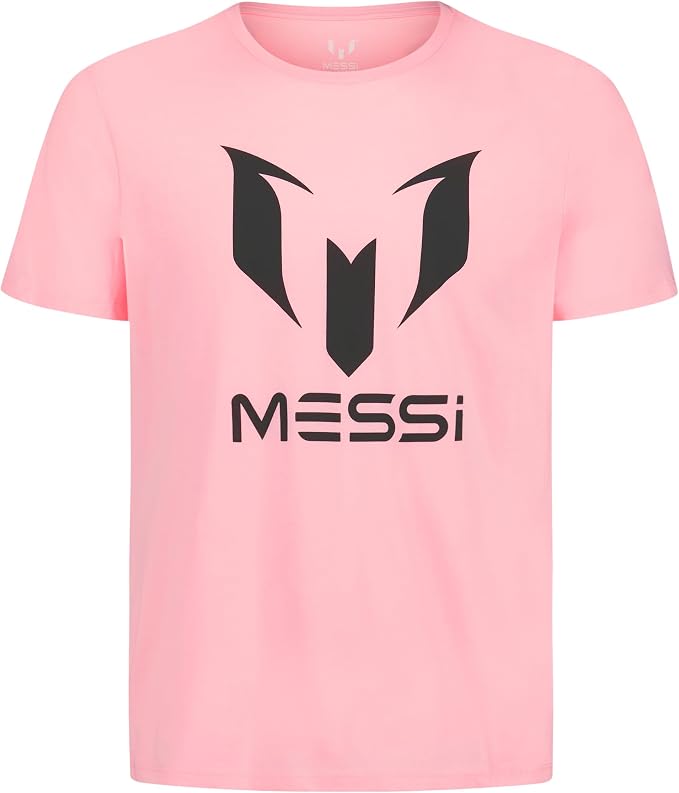 Men's Pink Messi Logo Graphic Tee T-Shirt