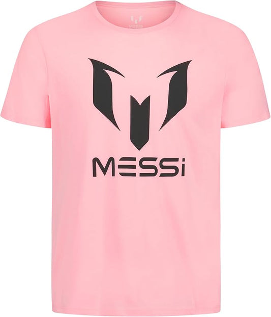 Men's Pink Messi Logo Graphic Tee T-Shirt
