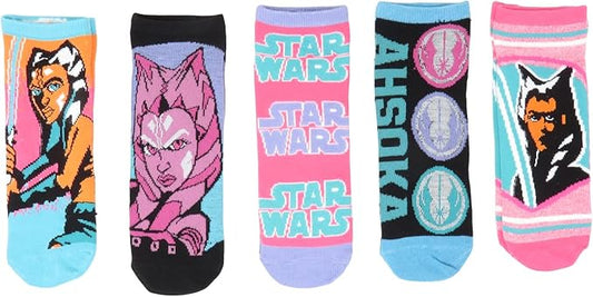 Star Wars Ahsoka Tano Clone Wars Pink Juniors/Womens 5 Pack Ankle Socks Shoe Size 4-10