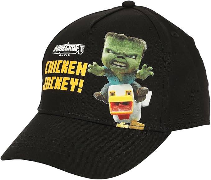 A Minecraft Movie Chicken Jockey Youth Black Traditional Adjustable Baseball Cap