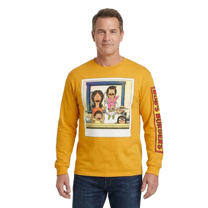 Men's Bob's Burgers Heather Yellow Graphic Tee T-Shirt Long Sleeve