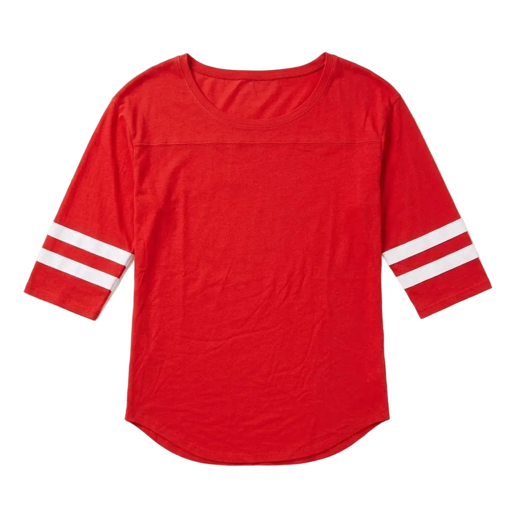 Women's Red Blank Football Style Raglan Top