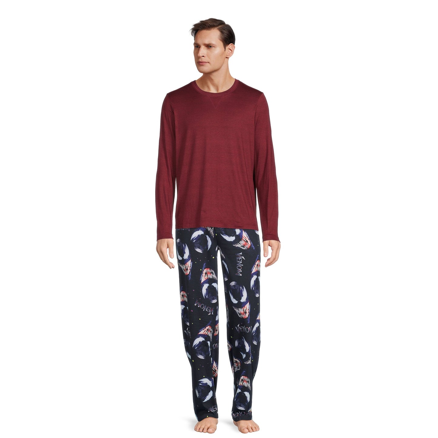 Men's Venom face graphic sleep pants by Rex Distributor, Inc., featuring a venom-themed AOP design and comfortable sleepwear style.