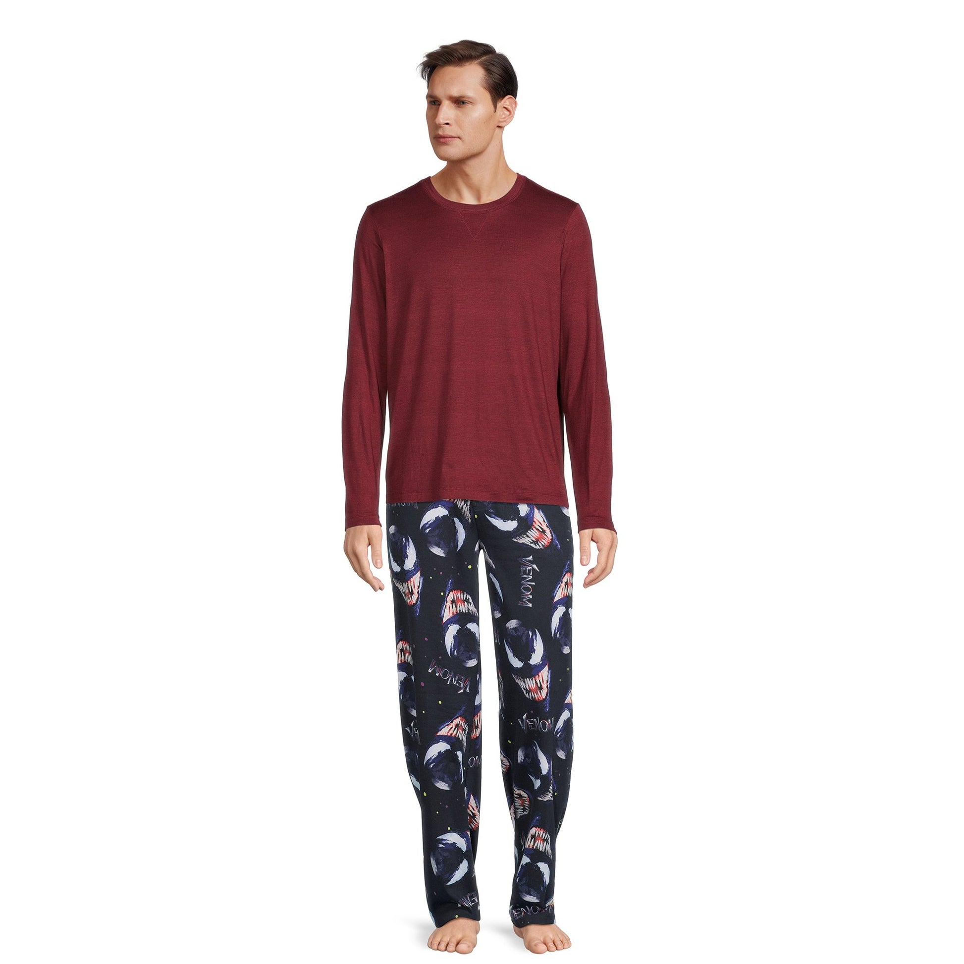 Men's Venom face graphic sleep pants by Rex Distributor, Inc., featuring a venom-themed AOP design and comfortable sleepwear style.