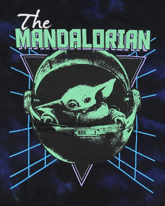 Mens' Star Wars The Mandalorian Transport Pod Dark Mode Tie-Dye T-Shirt