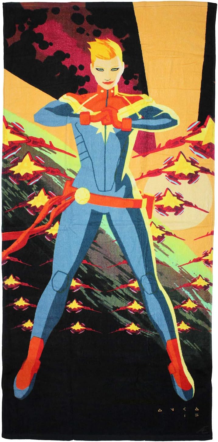 Marvel Comics Captain Marvel Power Pose Beach Towel 59" X 29"