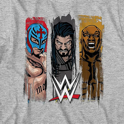 Boys WWE Rey Mysterio Roman Reigns Bobby Lashley Graphic Tee T-Shirt