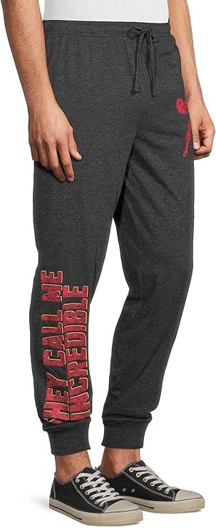 Men's Disney Incredibles Mr. Incredible pajama lounge pants joggers in navy with character print, comfortable and casual wear.