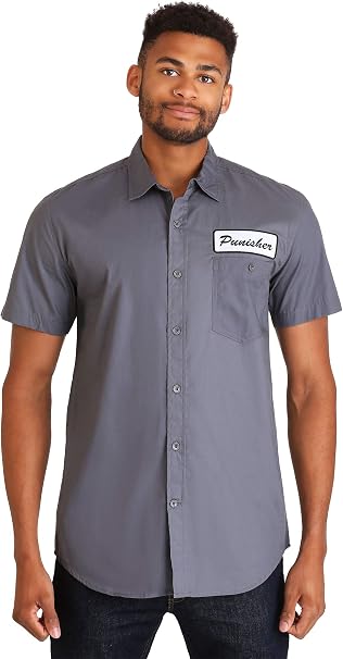 Men's Marvel Comics Punisher One Man Army Button Up Work Shirt