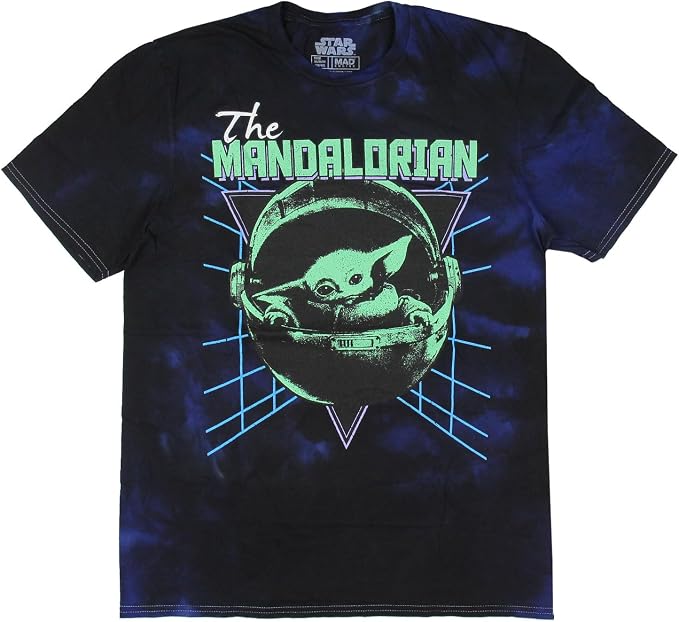 Mens' Star Wars The Mandalorian Transport Pod Dark Mode Tie-Dye T-Shirt