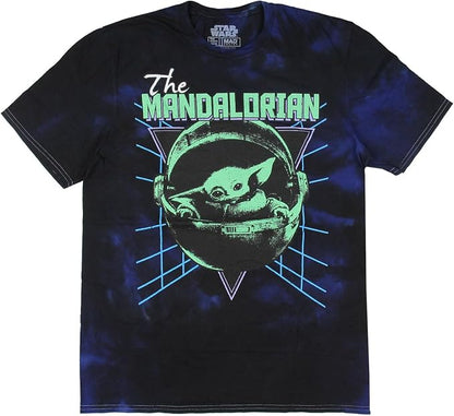 Mens' Star Wars The Mandalorian Transport Pod Dark Mode Tie-Dye T-Shirt