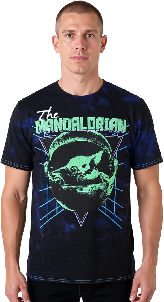 Mens' Star Wars The Mandalorian Transport Pod Dark Mode Tie-Dye T-Shirt