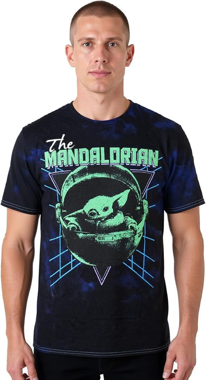 Mens' Star Wars The Mandalorian Transport Pod Dark Mode Tie-Dye T-Shirt