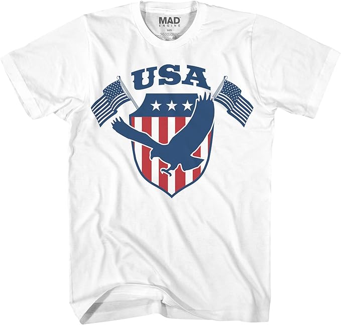 Men's USA Flag Eagle Home of The Brave T-Shirt Tee - Rex Distributor, Inc. Wholesale Licensed Products and T-shirts, Sporting goods,