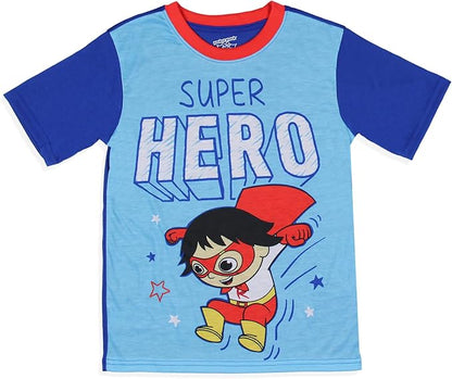 Ryan's World Pajamas Boys' Super Hero Shirt and Plush Pants Kids Pajama Set