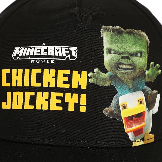 A Minecraft Movie Chicken Jockey Youth Black Traditional Adjustable Baseball Cap