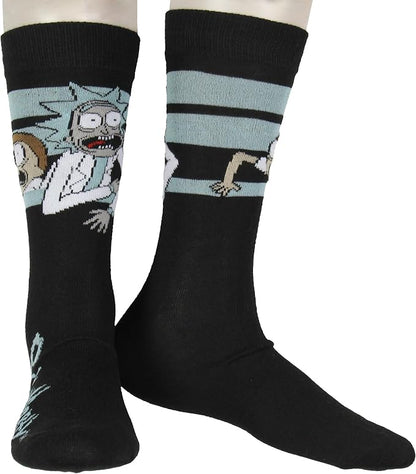 Adult Swim Men's Rick & Morty Character Panic Face Knit Crew Sock 2 Pair Men's Shoe Size 8-12