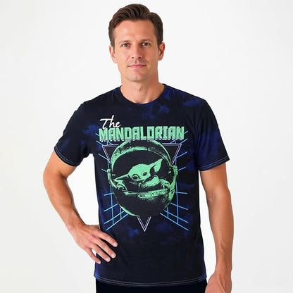Mens' Star Wars The Mandalorian Transport Pod Dark Mode Tie-Dye T-Shirt