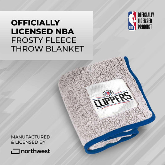Northwest NBA Los Angeles Clippers silk touch sherpa throw blanket, soft and fluffy, 60x50 inches, ideal for gameday comfort