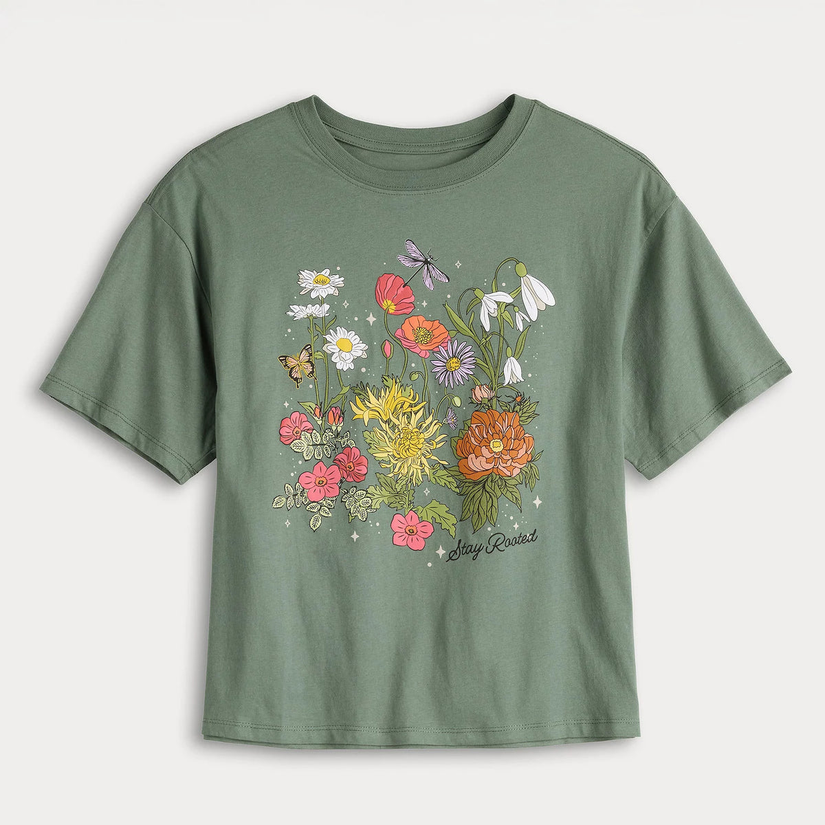 Women's Juniors' Stay Rooted Skimmer Graphic Tee T-Shirt