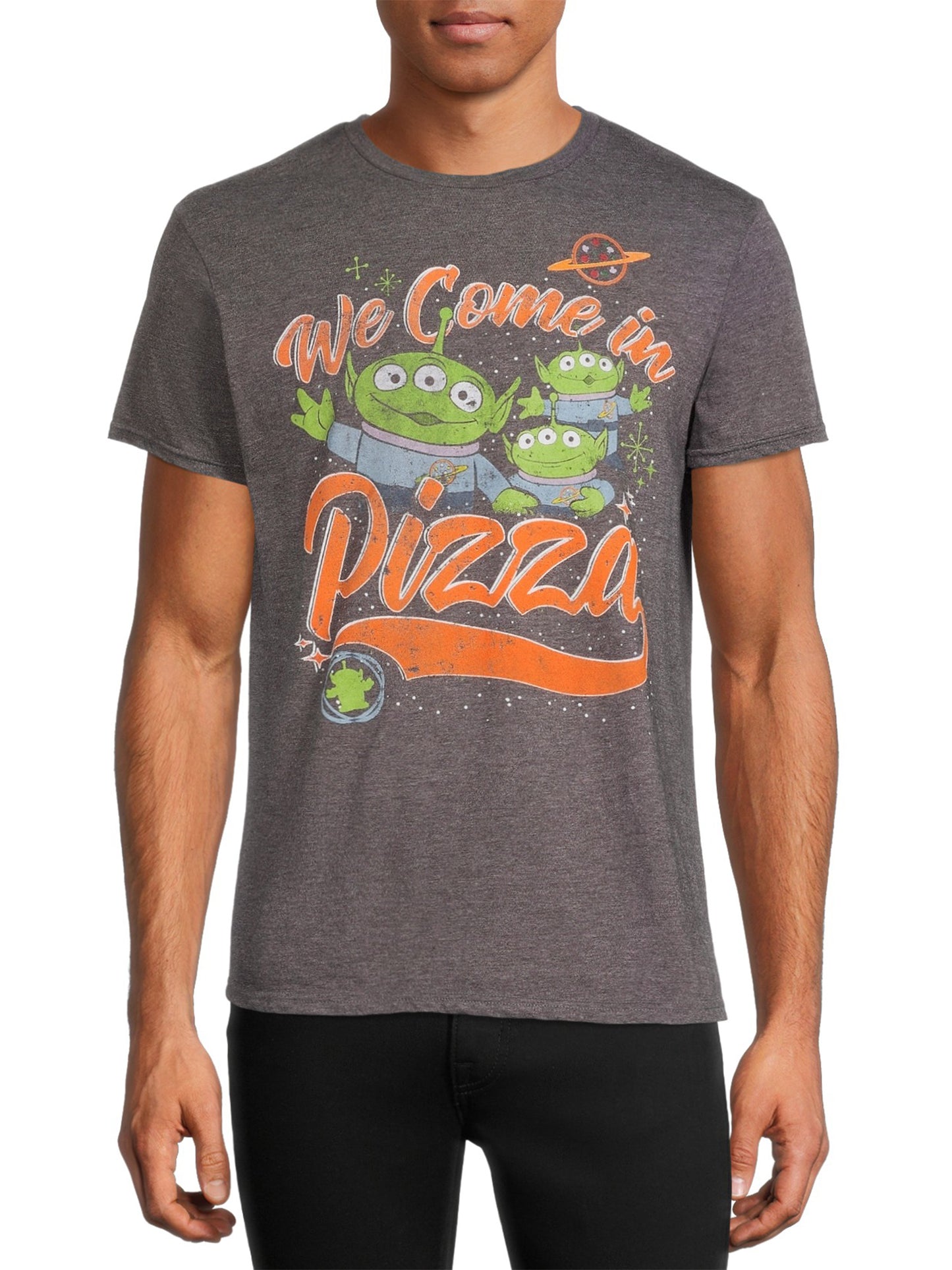 Men's Toy Story We Come In Pizza Graphic Tee T-Shirt