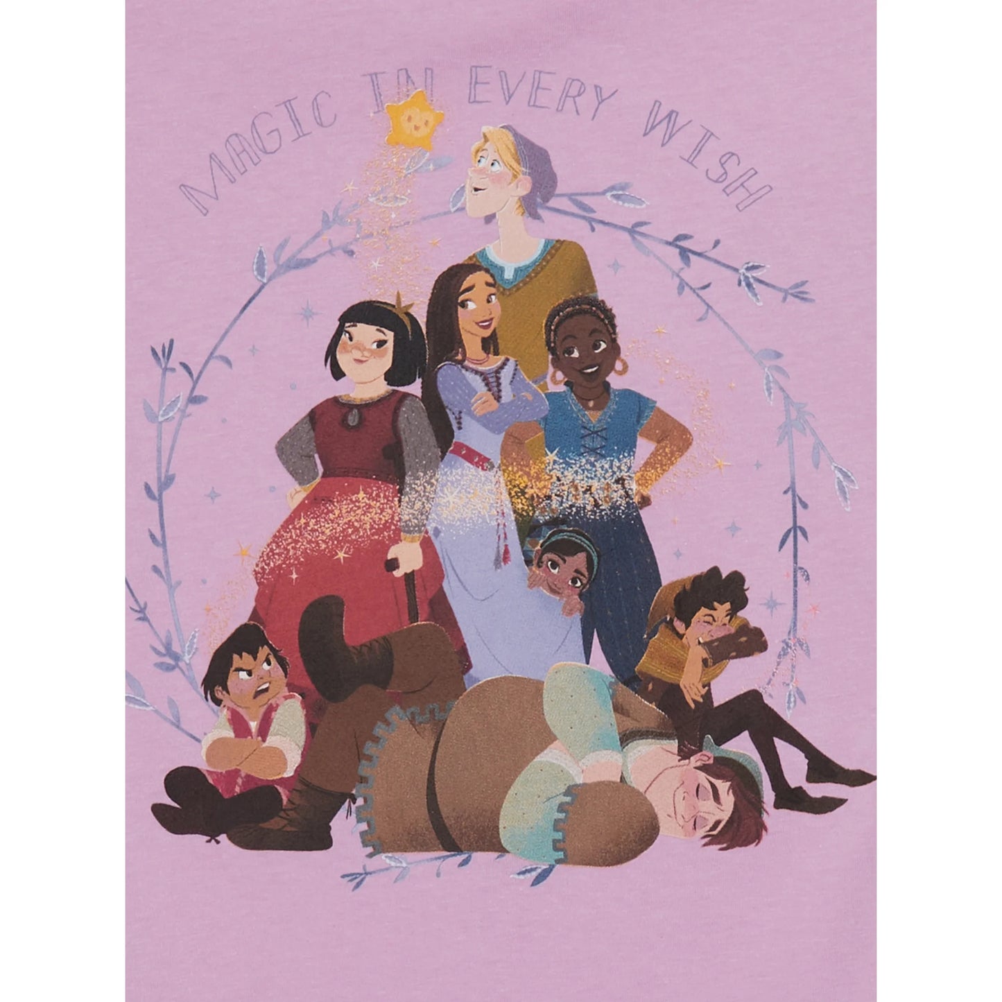 Girls Disney Wish, Asha and Friends, Short Sleeve, Graphic T-Shirt Pink