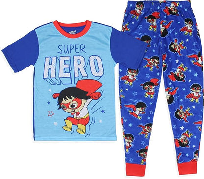 Ryan's World Pajamas Boys' Super Hero Shirt and Plush Pants Kids Pajama Set