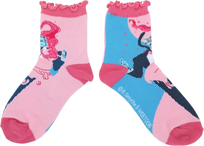 Lore Olympus Hades & Persephone Women’s 3-Pair Ruffle Casual Crew Socks, Multicolor, One Size
