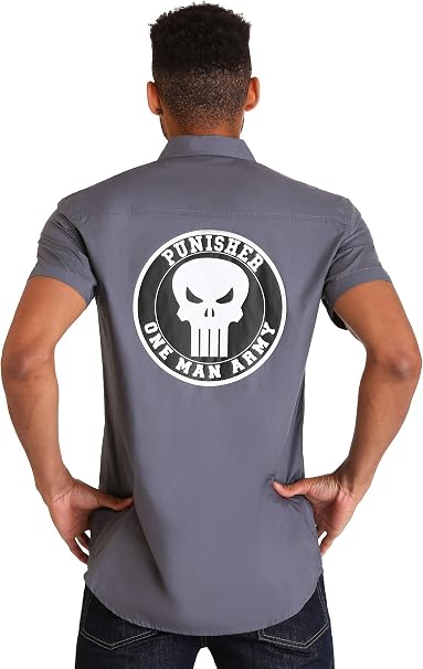 Men's Marvel Comics Punisher One Man Army Button Up Work Shirt