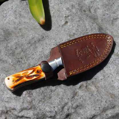 BC 804 7.5" Bone Collector Gut Hook Blade Skinning Hunting Knife with Leather Sheath