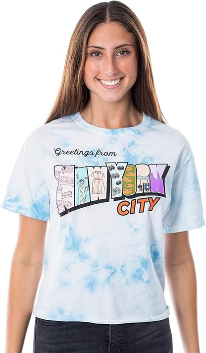To All The Boys I've Loved Before Womens' Greetings from New York City Juniors Tie Dye Crop T-Shirt