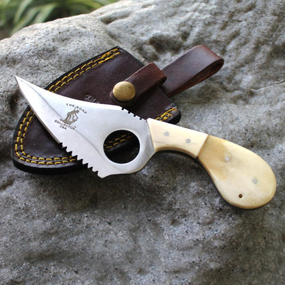 BC 793-BN 7"Bone Collector White Bone Handle Skinning Knife with Leather Sheath - Rex Distributor, Inc. Wholesale Licensed Products and T-shirts, Sporting goods,