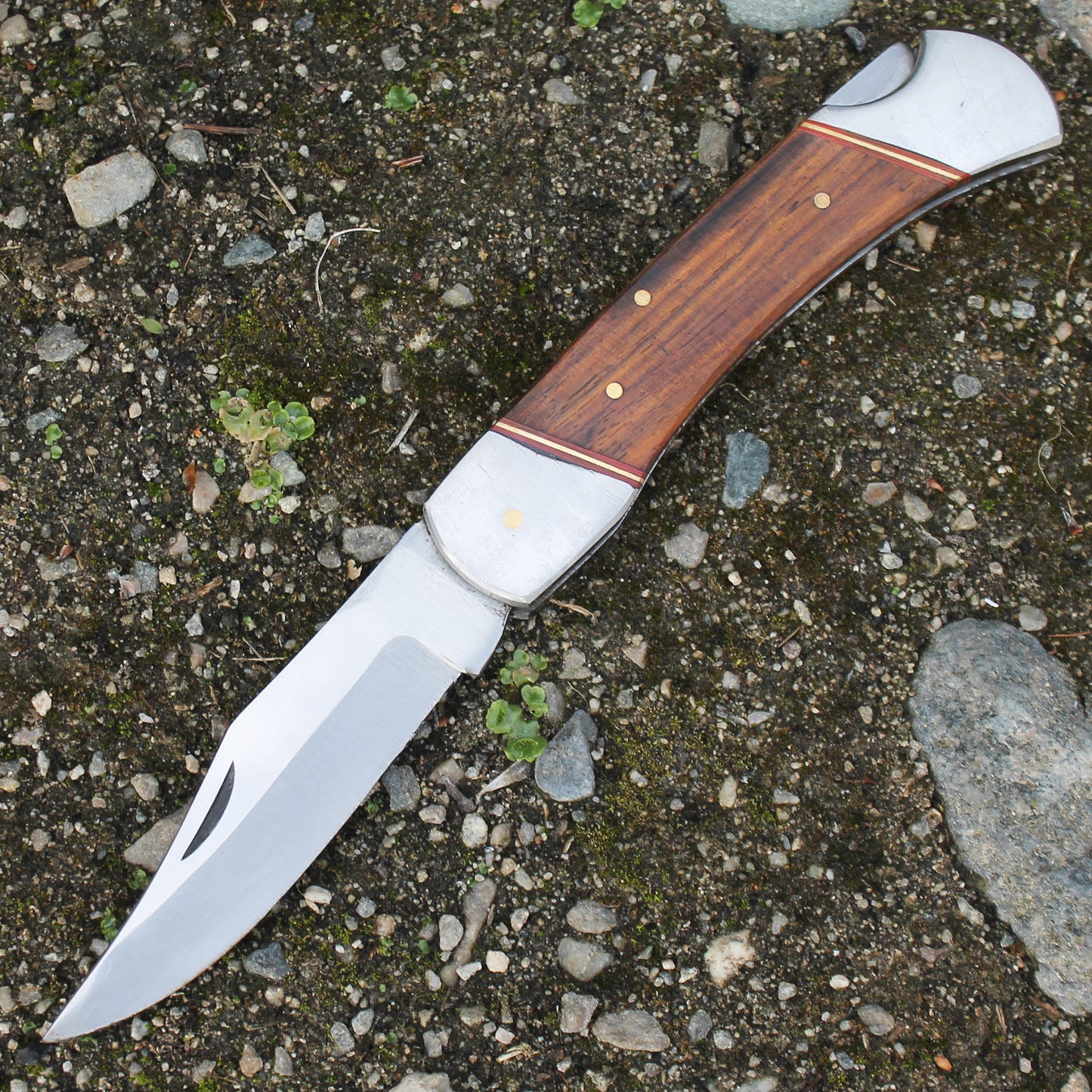 PK 116-WD 5" Wood Handle Folding Pocket Knife with Sheath