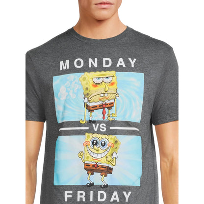 Men's SpongeBob SquarePants Monday vs Friday Graphic Tee T-Shirt