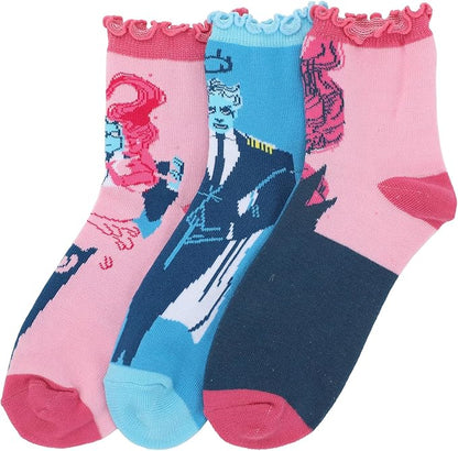 Lore Olympus Hades & Persephone Women’s 3-Pair Ruffle Casual Crew Socks, Multicolor, One Size