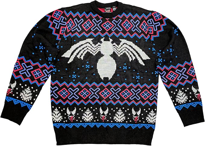Adult Marvel Venom Symbol Knit Holiday Ugly Christmas Sweater