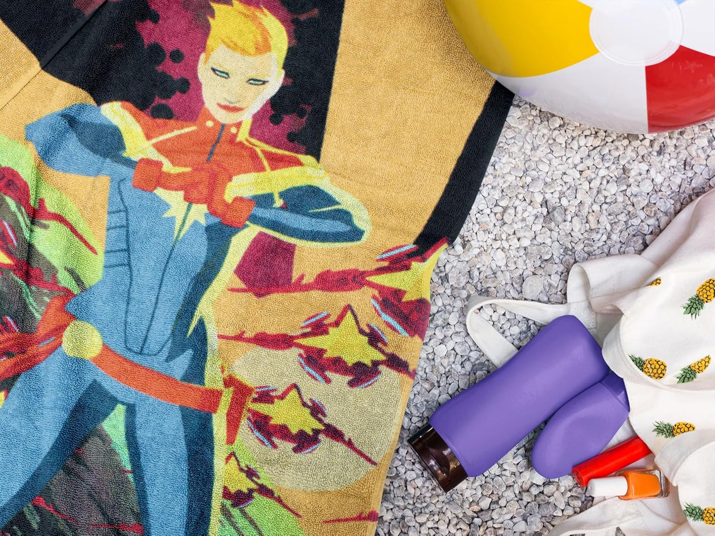 Marvel Comics Captain Marvel Power Pose Beach Towel 59" X 29"